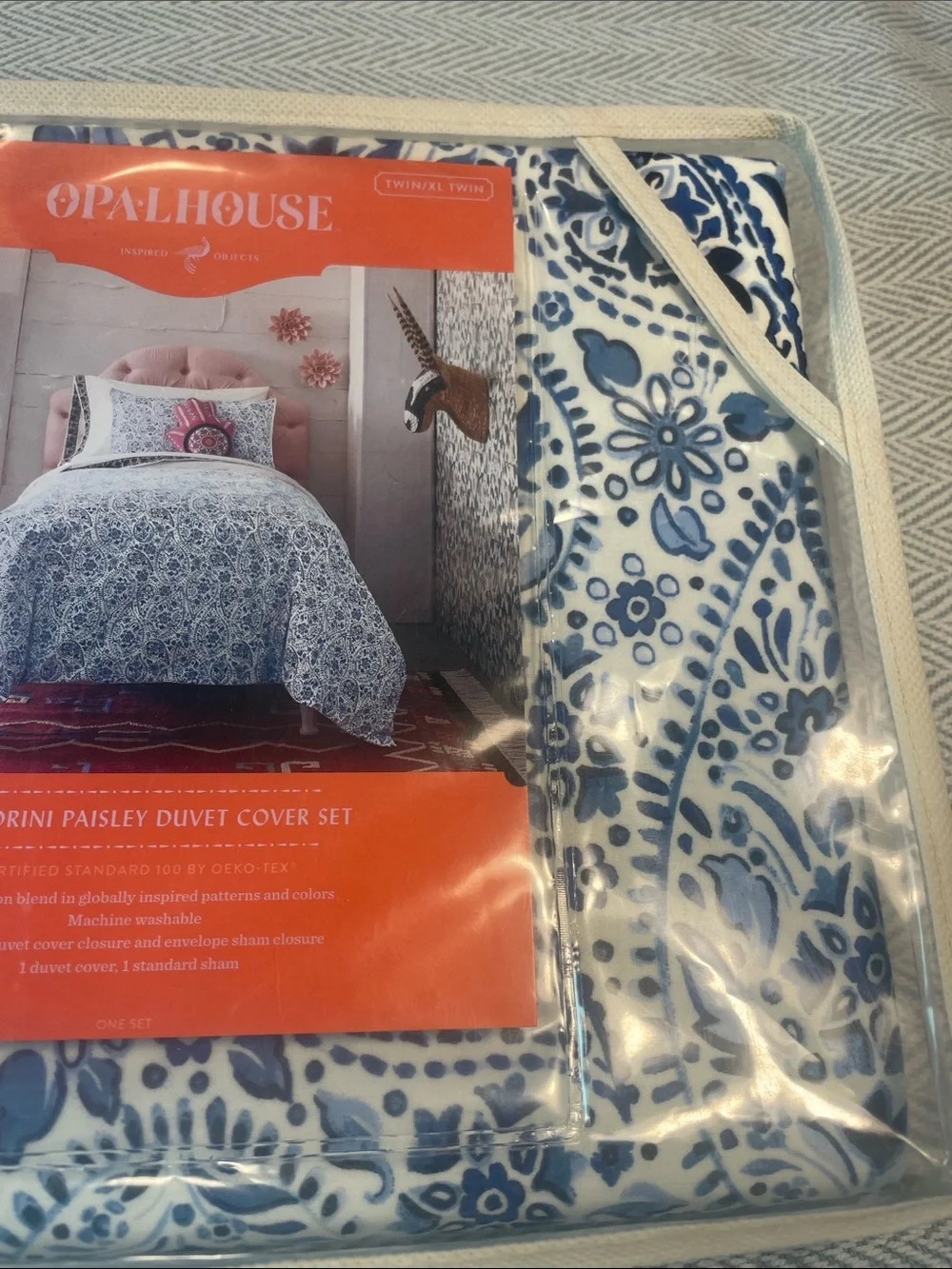 Opalhouse Blue and White Paisley Duvet Cover Set w/Sham Twin XL New in Package